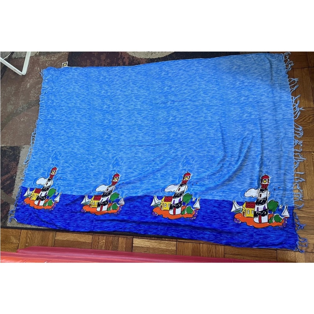 Sally Huss for Sun & sand large ocean theme scarf for sale
